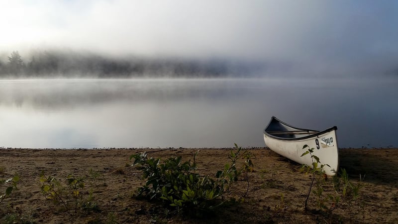 Canoeing in a serene lake
